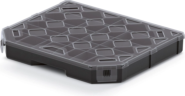 Választható rekeszes rendező 284 × 243 × 40 mm áttetsző fedéllel