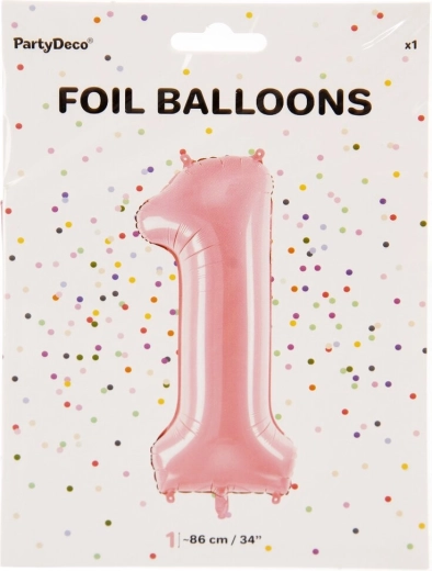Rózsaszín fólia lufi 1-es szám 86 cm