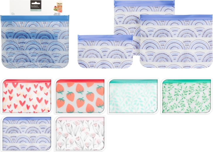 3 darabos visszazárható átlátszó tasakkészlet