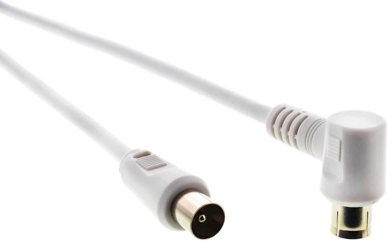 Sencor antennás koaxiális kábel dugó–aljzat 90° 15 m, fehér