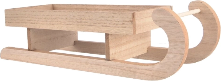 Dekoratív fa szánkó bézs színben 30 × 10 × 8 cm