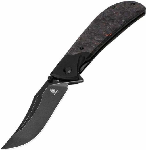 Kizer Phoenix zsebkés 9 cm, Black Stonewash, fekete/narancs, FAT Carbon és alumínium