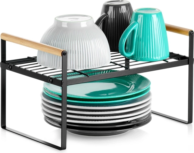 Fekete konyhai fém polc 33 × 21 × 19,5 cm