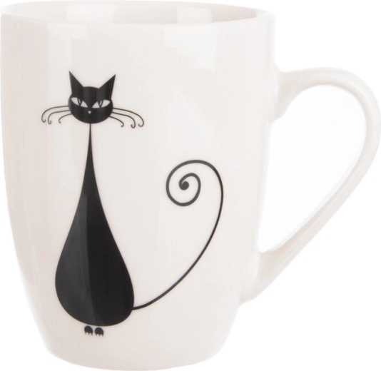 Porcelán bögre macskamintával fehér/fekete 370 ml