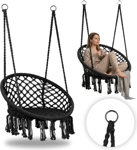 Boho függőfotel, fekete, MultiGarden