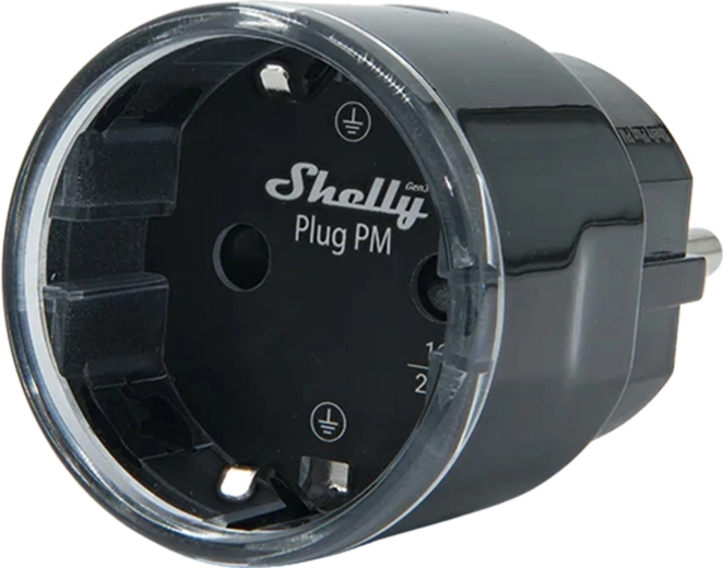 Shelly Plug PM Gen3 Matter intelligens fogyasztásmérős aljzat, fekete