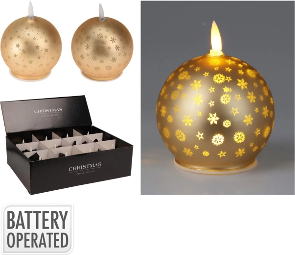 LED gyertya gömb 10 cm arany – meleg fehér