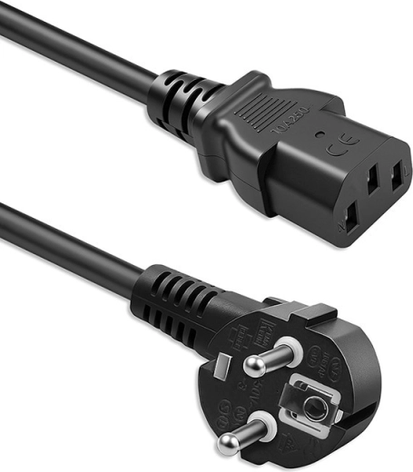 Qoltec Schuko tápkábel derékszögű dugóval, IEC C13 csatlakozóval, 1,8 m