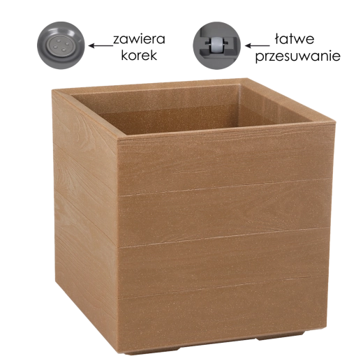 Lamela Karo Eco Wood virágtartó természetes fa hatással, 39 cm