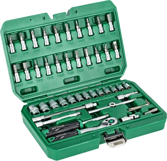 Stalco 1/4" dugókulcs- és bitkészlet (48 db) kofferben
