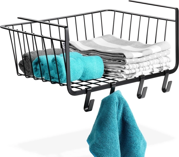 Függesztett fém polc alatti kosár, fekete 40,5 × 26 × 16 cm