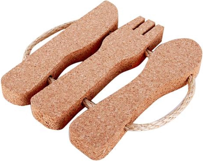 Evőeszköz alakú parafa alátét 26 × 23 × 2,4 cm