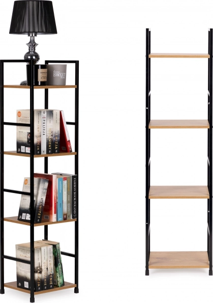 Modern fa polc fém kerettel LOFT, 4 polccal