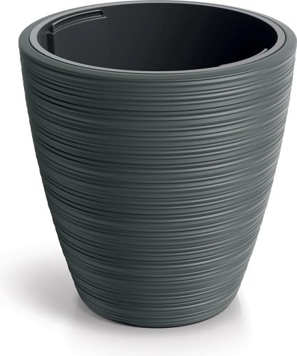 Vena round kerek virágcserép belső betéttel, sötétszürke 19,8 cm