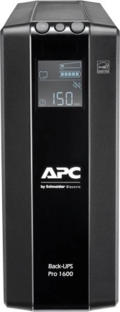 APC Back‑UPS Pro 1600 VA szünetmentes tápegység AVR-rel és LCD-vel, 8× C13