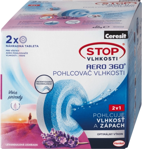 Ceresit Stop nedvesség AERO 360° utántöltő tabletták levendula 2×450 g