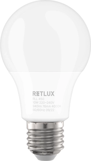 RETLUX szabályozható LED izzó A60 E27 10 W hideg fehér