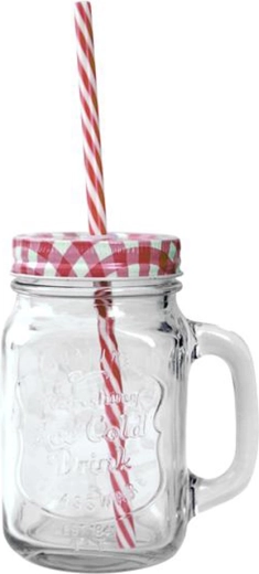 Mason üveg fedéllel és szívószállal 450 ml