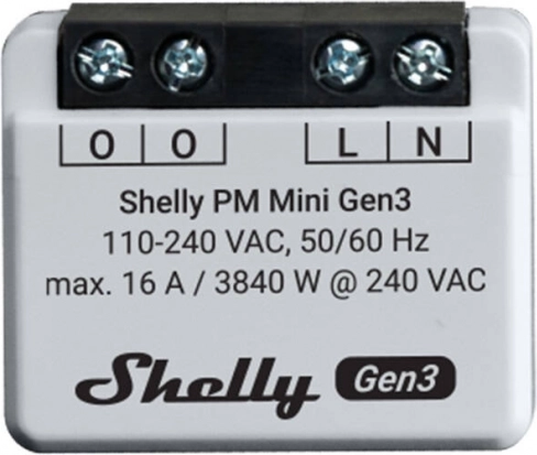 Shelly PM Mini Gen3 energia vezérlő egység WiFi/Bluetooth