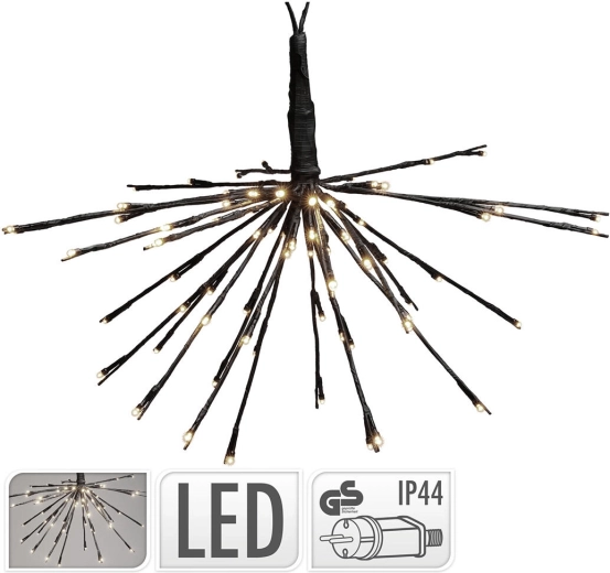 Függesztett fénydekoráció 45 cm, 72 LED, meleg fehér, fekete