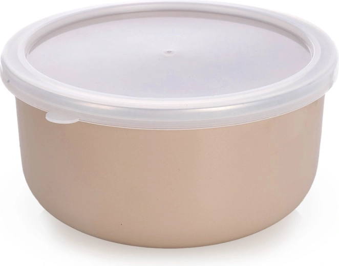 Zománcozott tál fedővel, bézs, 16,5 cm, 1,3 l