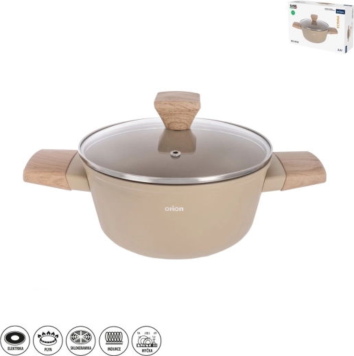 Ecrina lábas 2,3 l üveg fedővel