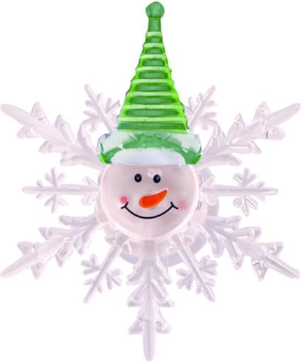 Karácsonyi LED hópehely hóemberrel, 10 cm