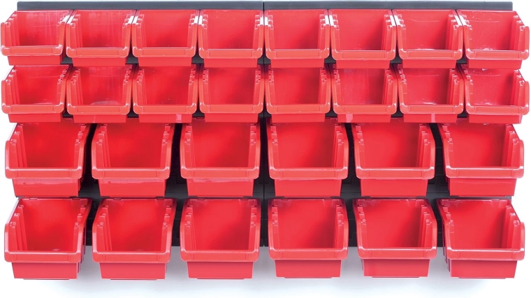 Fali szerszámtartó panel 28 ORDERLINE dobozzal, 800 × 165 × 400 mm