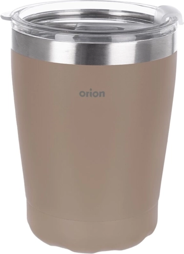 Orion rozsdamentes acél termosz utazóbögre fedéllel 0,41 l barna