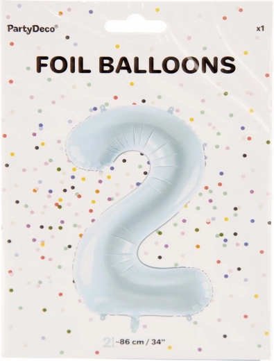 Kék fólia lufi 2-es szám 86 cm