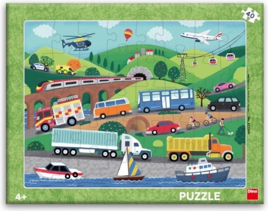 Dino papírt puzzle Közlekedési eszközök 40 darabos