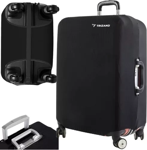 Rugalmas védőhuzat L méretű közepes bőröndre, TRIZAND, fekete