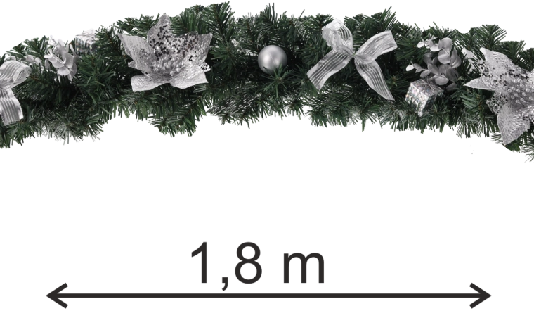 Ezüst karácsonyi girland 1,8 m