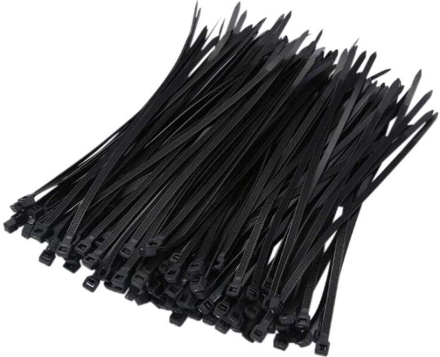 Önzáró kábelkötegelők (gyorskötözők) 3,6 × 200 mm, fekete – 100 db-os készlet