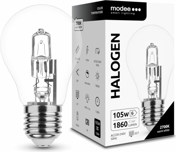 Modee halogén izzó Classic A55 105 W E27, 1860 lm, meleg fehér, szabályozható