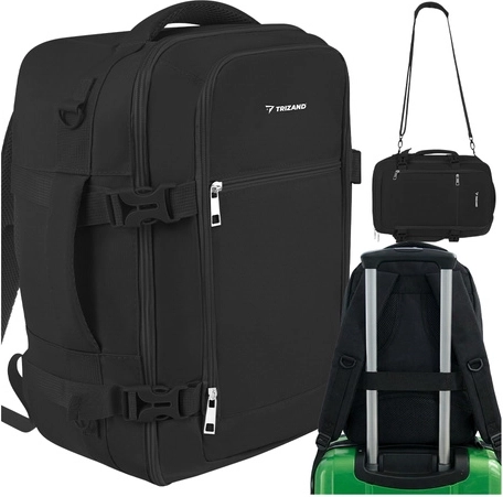 Utas hátizsák 20 l 40 × 25 × 20 cm fekete TRIZAND 2 az 1-ben hátizsák/válltáska