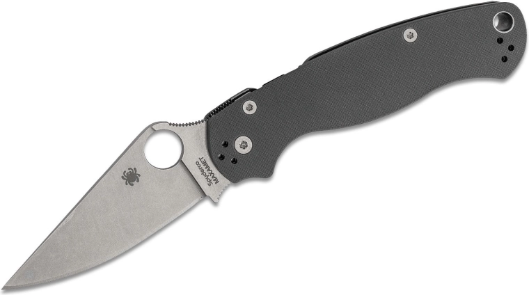 Spyderco Para Military 2 Maxamet zsebkés, 8,7 cm, stonewash, szürke, G10