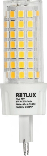 Retlux G9 6 W meleg fehér LED-izzó