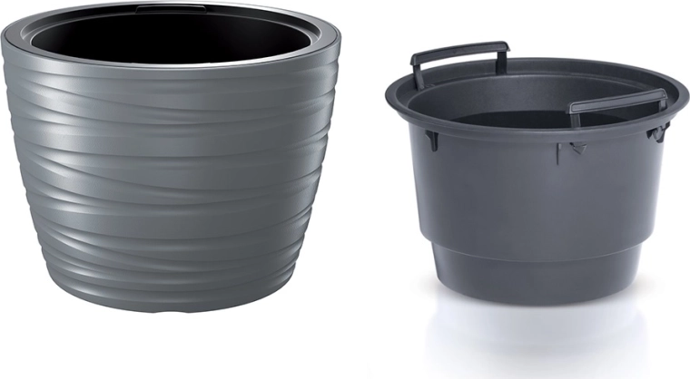 Alacsony Maze virágcserép betéttel, 37,5 cm – szürke kő