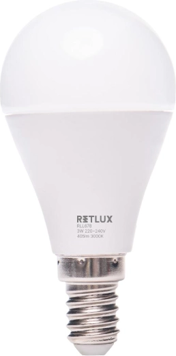 Retlux E14 miniG 3 W meleg fehér LED-izzó