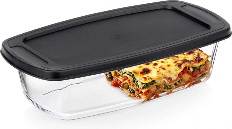 Üveg hőálló tál fedővel 1,5 l