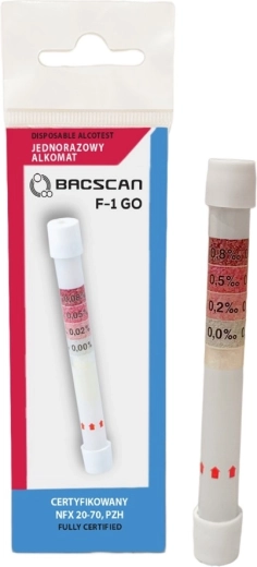 Egyszer használatos kémiai alkoholszonda BACscan F-1 GO