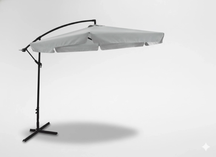 Kerti függesztett napernyő 3 m szürke, banán típus, huzattal