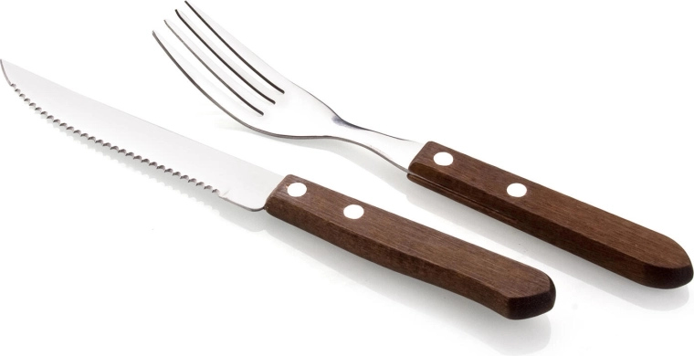 BBQ steak evőeszközkészlet 12 db rozsdamentes acél sötét fa nyéllel