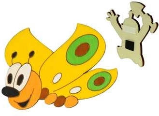 Sárga Dodo fa mágneses pillangó