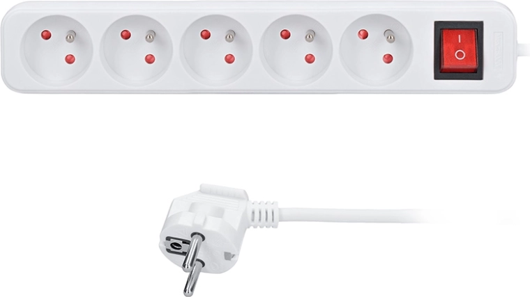 Solight hosszabbító 5 aljzattal, 3 m, kapcsolóval, fehér