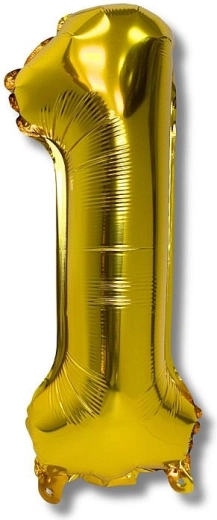 Arany színű fólia lufi 1-es szám, 40 cm