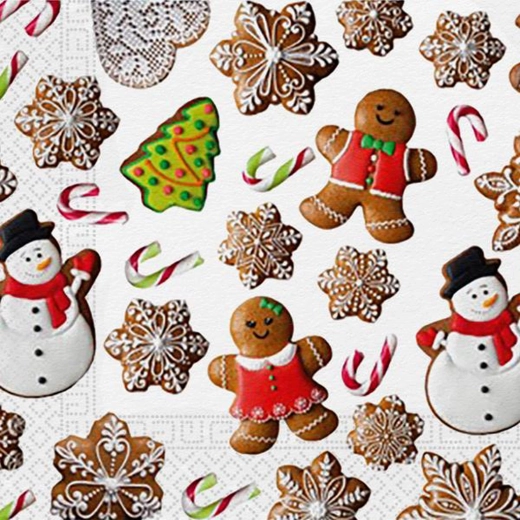 Karácsonyi szalvéták Mézeskalács, 3 rétegű 33 × 33 cm