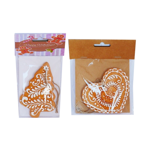 Függő karácsonyi mézeskalács stílusú dísz, 8 darabos készlet