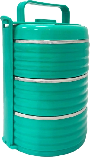 Műanyag ételhordó rozsdamentes belsővel TORO 3×0,6 l